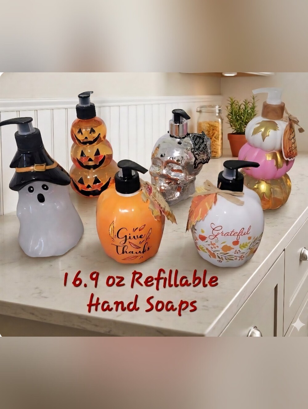 Fall Halloween Hand Soaps and Refillable Dispensers NWT